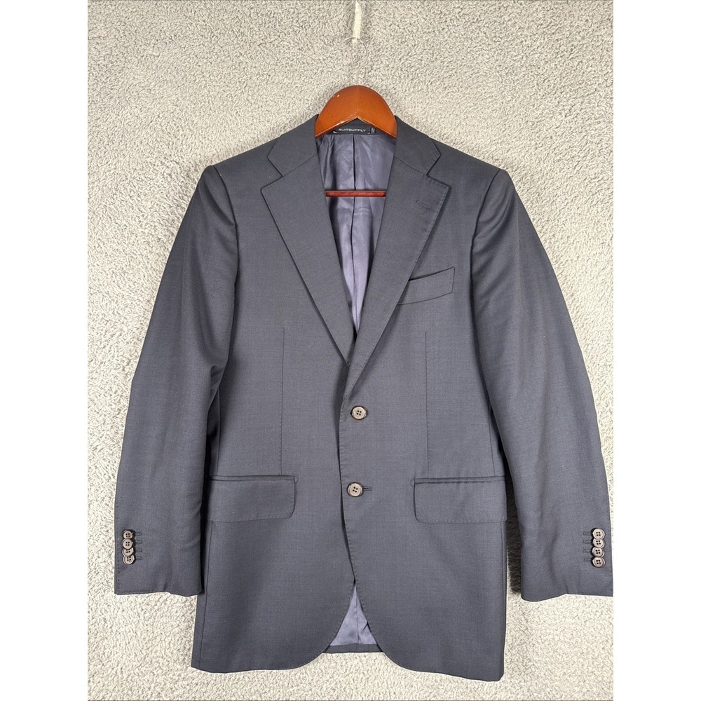 Suitsupply Navy Lazio Single Breasted Vitale Barberis Wool Blazer Size 36 SLIM